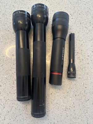 Lot of 3 Maglite Flashlights   Black   2D & 3D Cell & AA   Made in USA