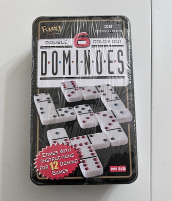 Fundex Double 6 Color Dot Dominoes Set 28 Tiles, 2+ Players, Age 6+ Instr