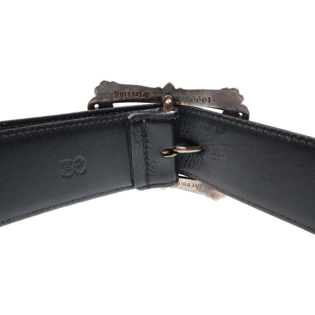 Chrome Hearts BLT Filigree OTJ Buckle Leather Belt Black Silver Used a30473aed15 thumbnail 5