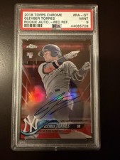 2018 TOPPS CHROME RC AUTO RED REFRACTOR #RA-GT GLEYBER TORRES #/5 PSA 9