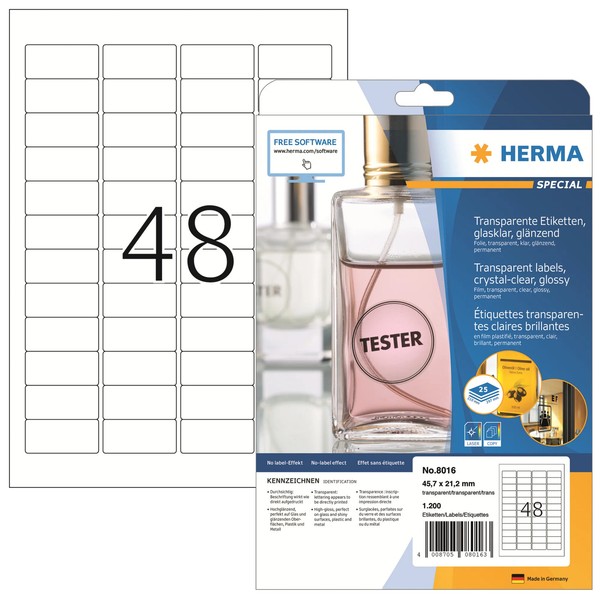 1-40X Herma Transparente Folien-Etiketten Special, 45,7 X 21,2 Mm Bis 27% Rabatt-image