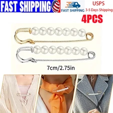 4 Pieces Pearl Brooch Safety Pins for Clothes Safety Pin for Women Fashion