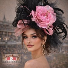 Huge Kentucky Derby Hat Easter Black Pink Silk Easter Fascinator Hat Contest