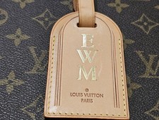 Authentic Louis Vuitton Leather Luggage Name Tag Vachetta Paris France Excellent