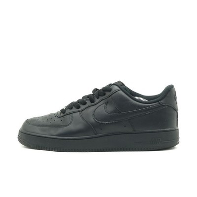 Nike Herren Air Force 1 Low Schuh Schwarz Leder Atmungsaktiv Sneaker EU 45.5