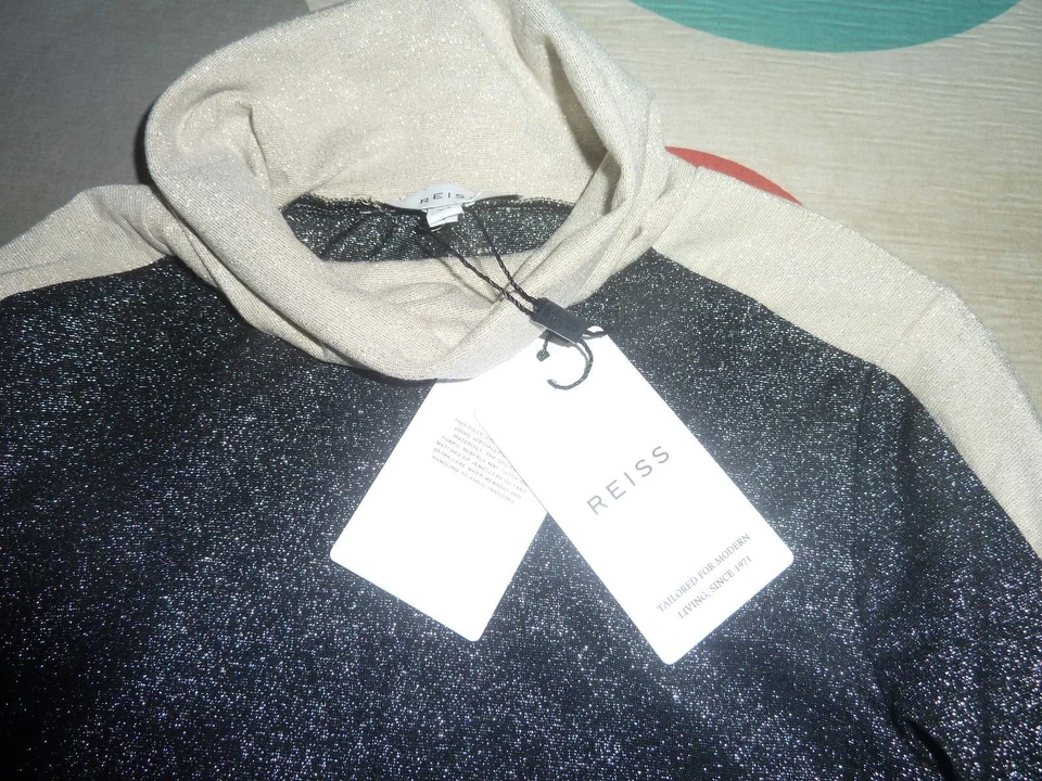 NWT REISS SIMPLY STUNNING SPARKLY POLO NECK TOP SZ XS - rrp £88 - Image 2 of 3