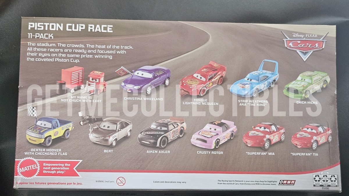DISNEY PIXAR CARS PISTON CUP RACE 11 PACK SUPERFAN MIA TIA TONGUE