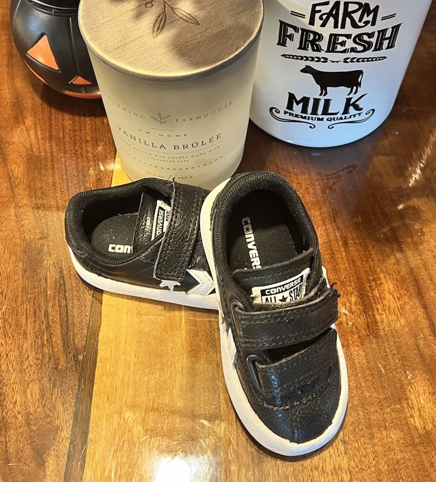 Converse All Stars Black White Baby Crib Shoes Size 5 Toddler - Image 3 of 4