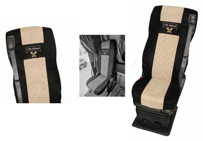 Sitzbezüge für Daf ab 2021 XF-new XG XG+, schwarz-beige, Old Skool klappbar