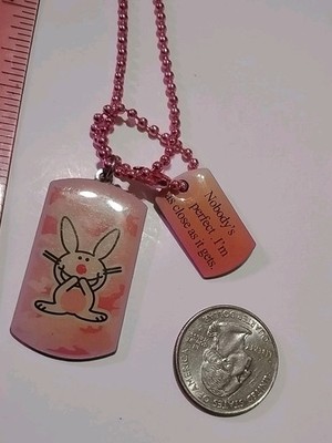 Happy Bunny Jim Benton Necklace Nobody's Perfect I Am as As Close As It Gets