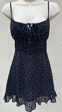 REFORMATION Polka Dot Drawstring Front Mini Sexy Dress Spaghetti Strap Ruffle 0