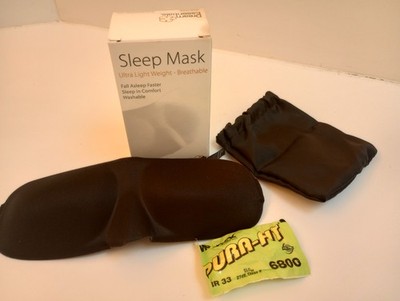 Dream Essentials Contoured Sleep Mask- Black with box, carry bag and ear plugs