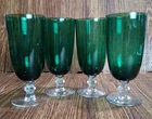 Tiffin Kilarney Green Depression Glass Ice Tea Tumbler 6 1/2" X 2 3/4" Set Of 4