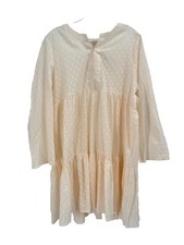 Emerson Fry India Collection Layla Dress Cream Swiss Dot Long Sleeve Sz L NWT