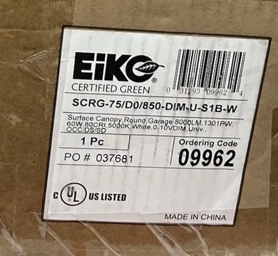 EiKO Round Surface Canopy SCRG-75/D0/850-DIM-U-S1B-W 8000LM 130LPW 60W 5000K WHT