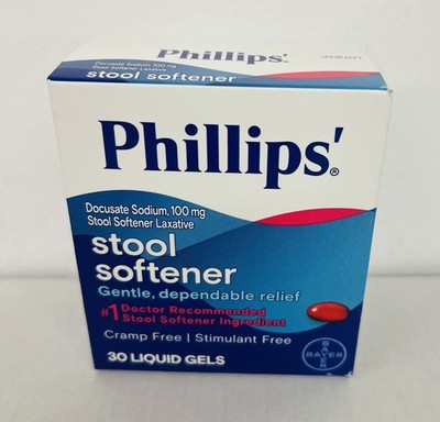 3 PACK Phillips' Stool Softener  ( Docusate Sodium ) 30 Liquid Gels EXP 1/28 U3