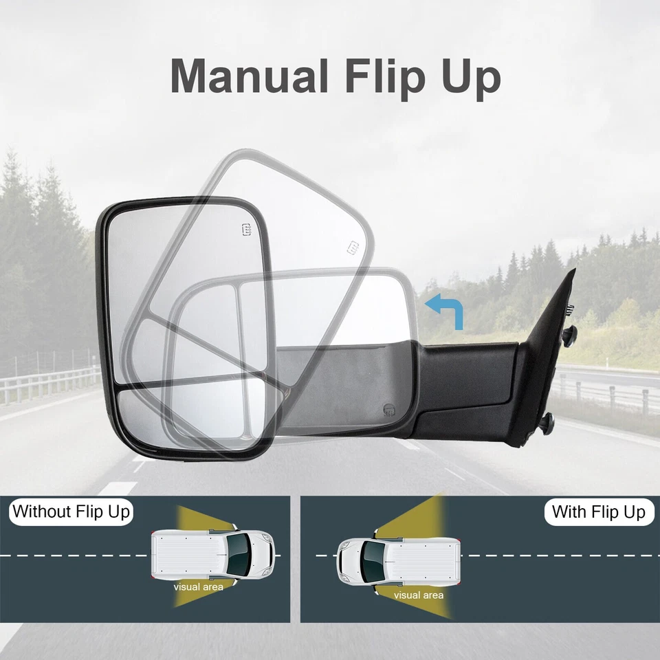 Espejo retrovisor de remolque lateral derecho señal térmica eléctrica para Dodge Ram 1500 5500 2009-2016 Foto 4 de 4