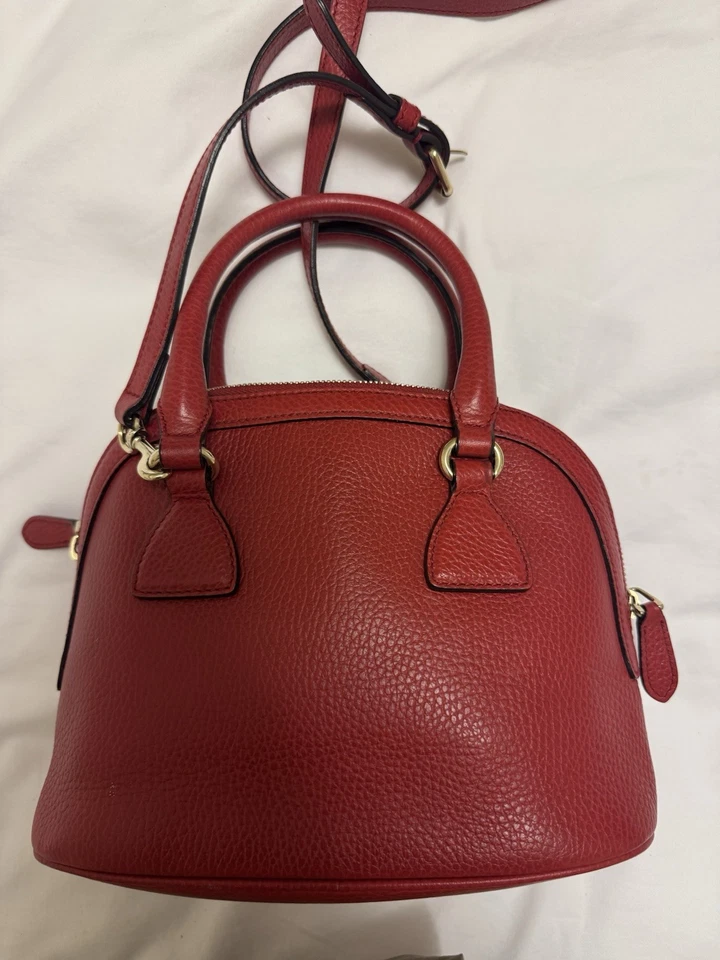 Bolsa satchel tiracolo Gucci Soho pequena cúpula couro – couro pebbled vermelho - Imagem 2 de 4