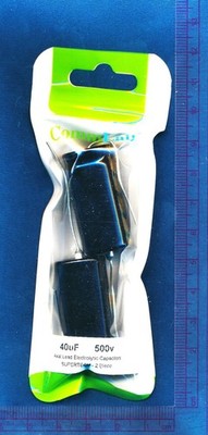 2 pack SUPERTECH 40uF 500v Axial lead Capacitors. 40 uF Audio Radio PREMIUM!