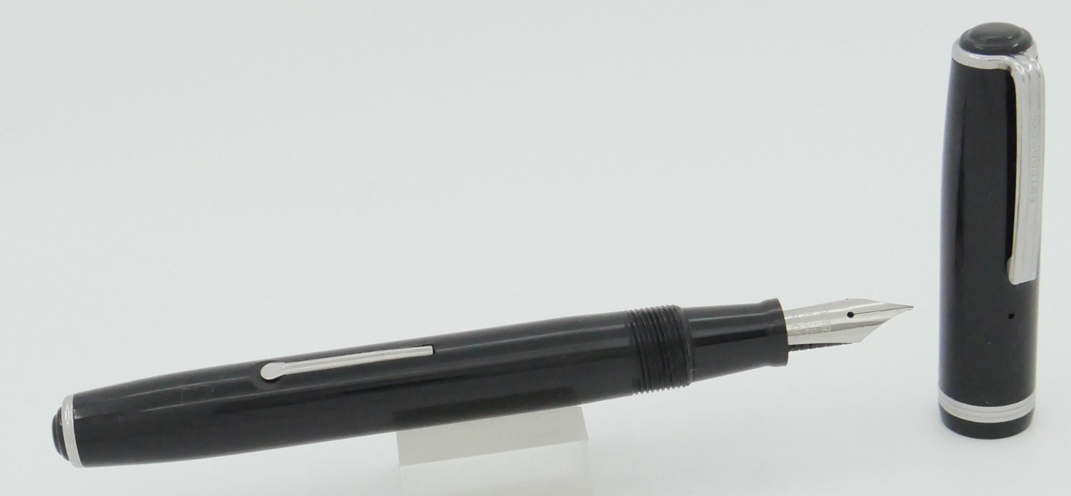 Esterbrook J Black & Chrome Fountain Pen - 1555 Gregg Fine Nib - 1950's - AAA