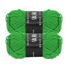 2 Pcs Cotton Yarn Skeins, 87 Yards Cotton Sport Weight Soft Yarn, Apple Green