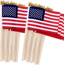 100 Pack Small American Flags on Stick, 4X6 Inch Small US Flags/American Flags f