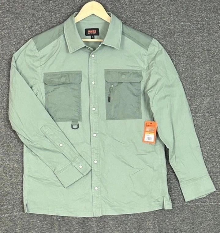 Bass Outdoor Worker Shacket Shirt Men’s Size XL Lily Pad Green Utility Pockets
