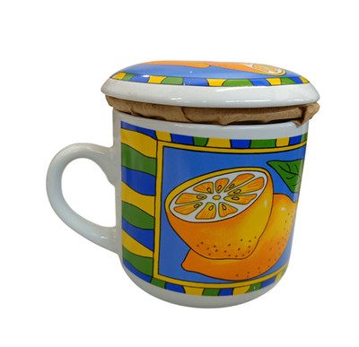 Mount Everest Tea Porzellan Teetasse mit Filter und Deckel Zitrusfrüchte Motiv