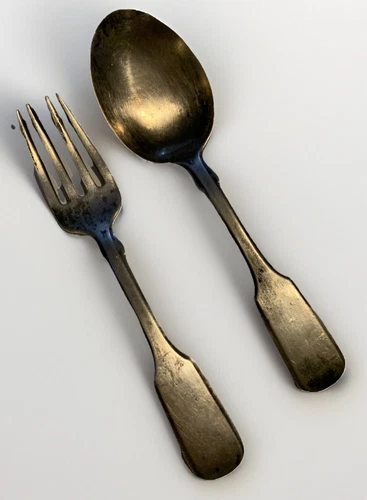 Vintage Lunt Little Men Women Sterling Silver Tableware Fork & Spoon Youth Baby