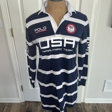 POLO RALPH LAUREN SZ M USA PARALYMPIC TEAM BLUE/WHITE OLYMPIC DRESS  BLUE LABEL