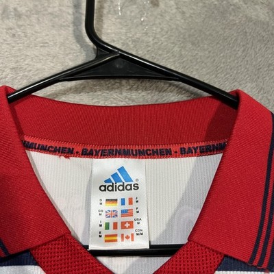 Bayern Munich Shirt Mens Medium Red White Soccer Adidas Opel 90s