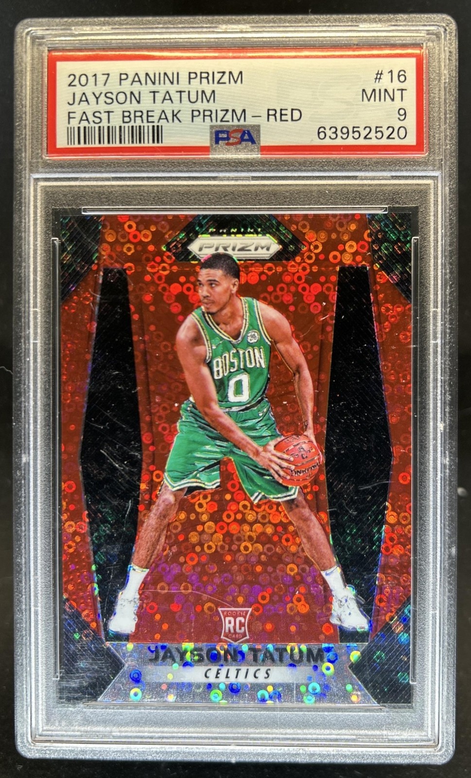 2017-18 Panini Prizm Jayson Tatum RC Prizm Fast Break Red #/125 Celtics PSA 9