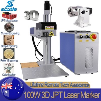 Scotle 100W JPT MOPA 3D Fiber Laser Marking Machine Curved/Relief/Deep Engraver