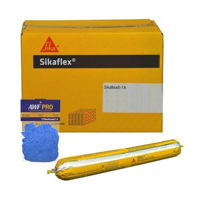 Sikaflex 1a 20 oz Sausage with AWF PRO Gloves   White, Pack of 20  