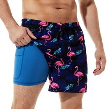 Swim Trunks Men Quick Dry Swim Shorts 5 inch Inseam Stretch Water Beach Short...
