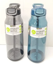 REDUCE Water Bottle – Hydrate Water Bottle, 50oz – Hygienic Flip Top Lid 2 Pack