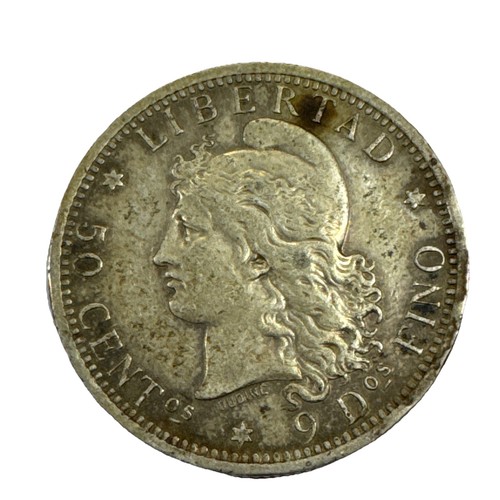 1883 Argentina 50 Centavos .900 Silver Coin #1332