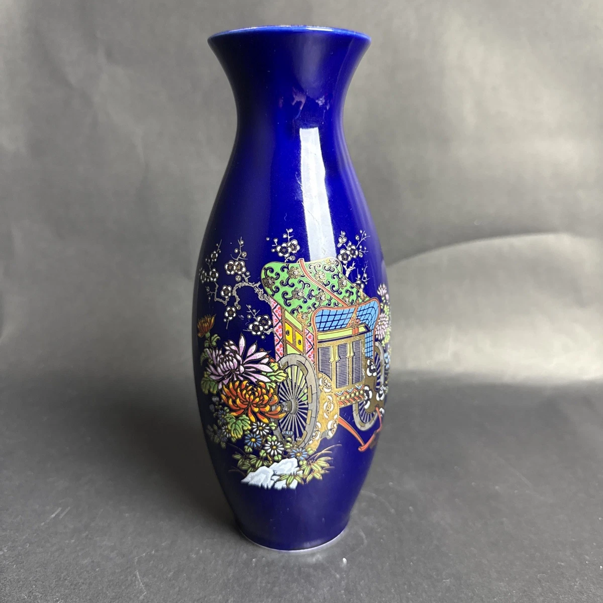 蓝色日本古董花瓶| eBay