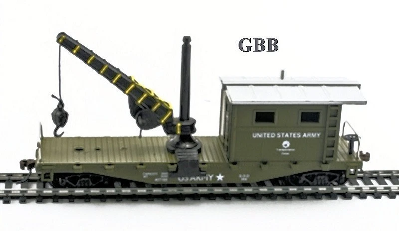 HO Scale US ARMY WORK CABOOSE with CRANE Model Power New 98195 - Image 3 of 4