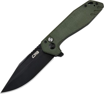CJRB Riff Button Lock Green Canvas Folding Knife