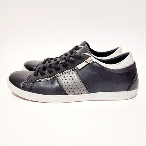 Aldo Sneaker Low Top Black Leather Lace Up Zipper Accent Shoes Men 10.5US 43.5EU - Picture 5 of 24