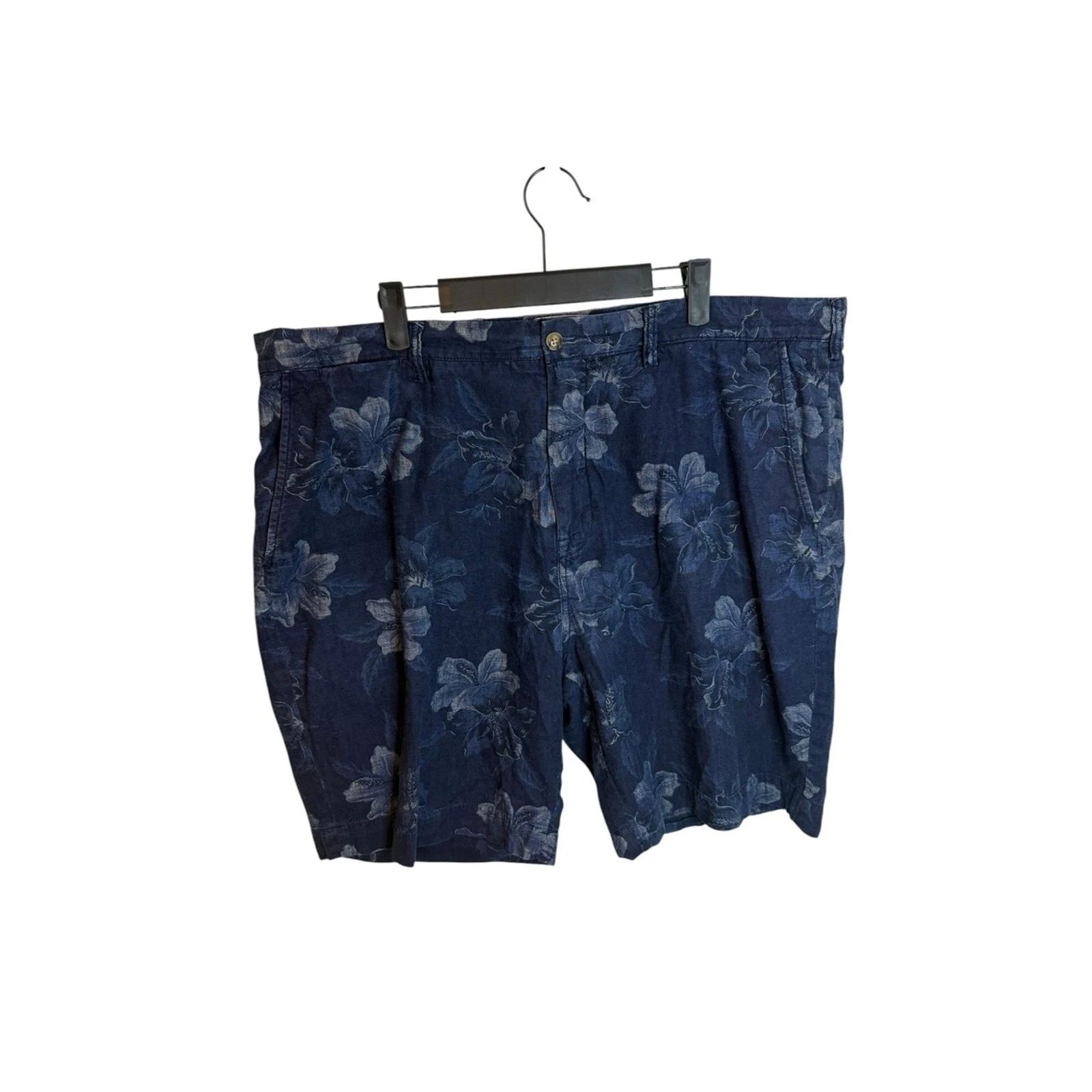 Polo Ralph Lauren Navy Blue Hibiscus Flat Front Classic Fit Shorts Men's Size 40