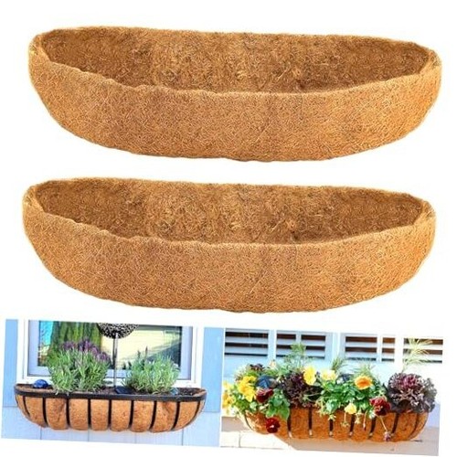 Coco Liners for Planters - 2 Pack 24 Inch Trough Coconut Liners for Planters,