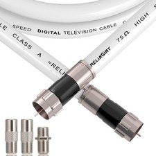 15ft RG6 Coaxial Cable White, 75 Ohm Coax Cable with F Connector & F81 Double...