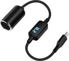 USB C Male to 12V Cigarette Lighter Socket Adapter 12V 18W Power Cable for Dash