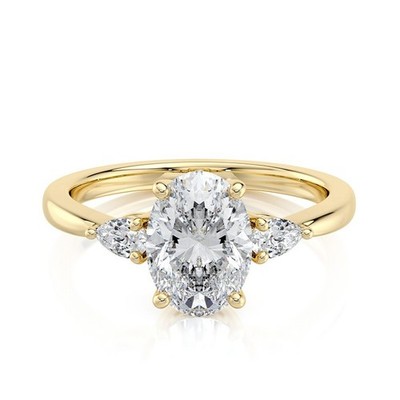 Diamant-Verlobungsring 2,70 ct Ovalschliff 14 K Gelbgold IGI-zertifiziert...