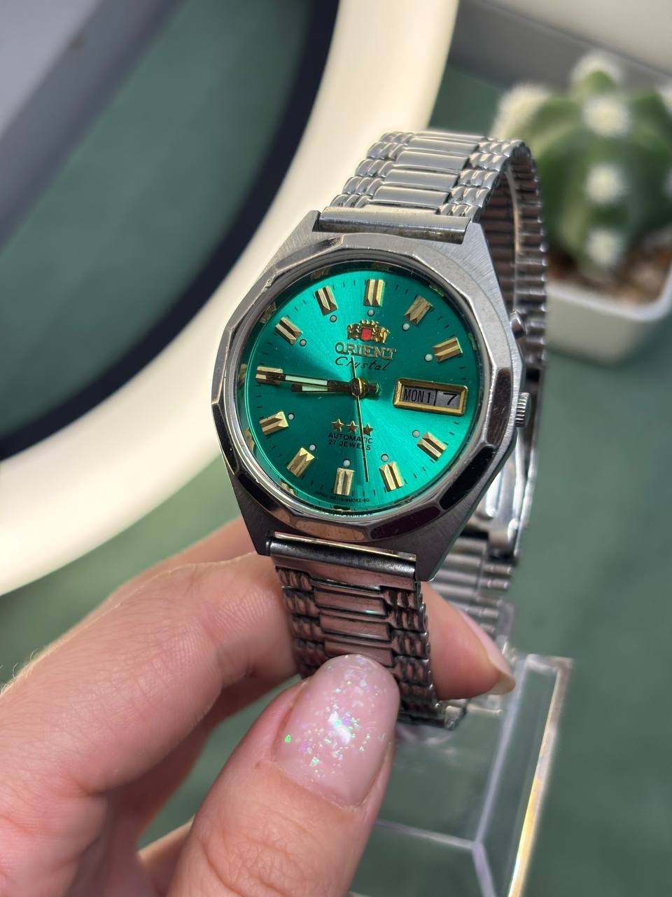 Vintage ORIENT 自動巻き TVスクリーン スクエア グリーン Купить