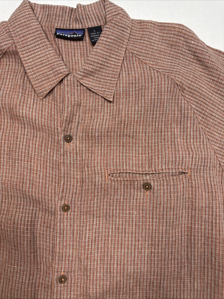 Camisa Patagonia Abotonada Manga Corta Rojo Cáñamo De Colección Talla L Aire Libre Senderismo Foto 4 de 4