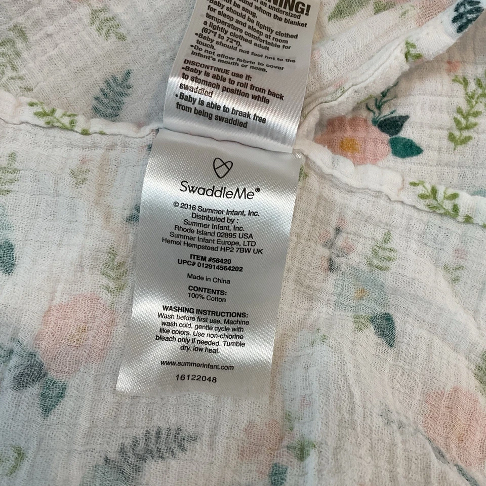 Swaddle Me Summer Baby одеяло розовый синий цветочный цветы муслин хлопок - Изображение 4 из 4