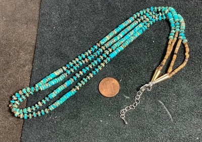 Ethnic multi-strands turquoise heishi necklace/21''-23''(t206a-w1)